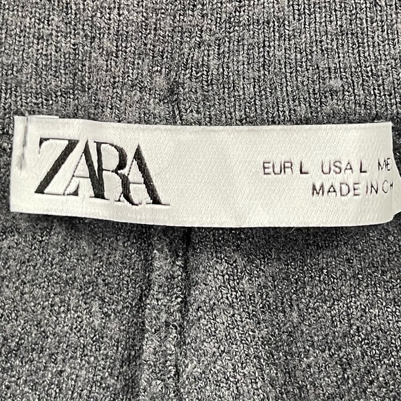 Zara Pants Womens Large Grey Sweatpants Cuffed Joggers Pockets Viscose Tie Waist - Picture 8 of 10